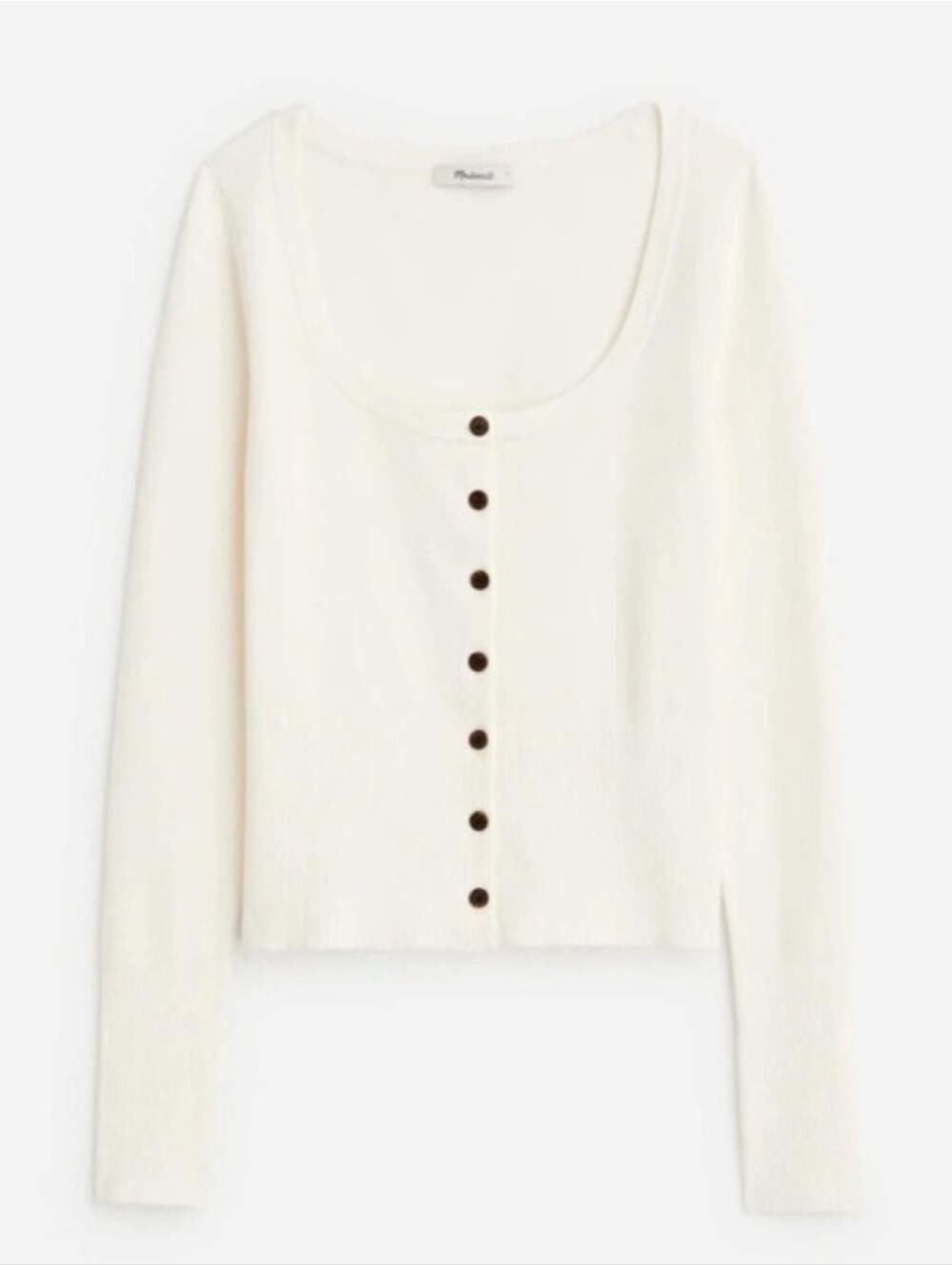 Madewell Cream Scoop-Neck Button Front Long Sleeve Top, XL, NWT